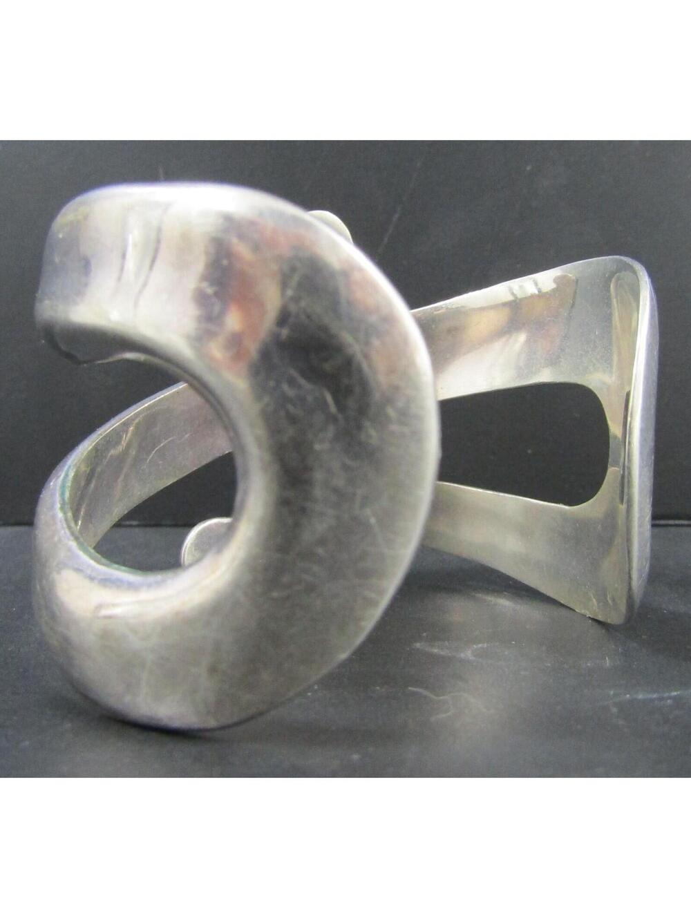 Taxco TH-17 63.4g Sterling Silver Swirl Bracelet - Picture 4 of 8